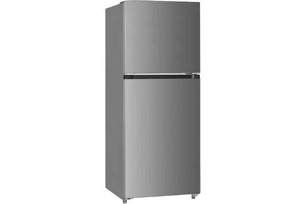 15.6 Cu.Ft. Double Door Refrigerator in Stainless Steel with Large Capacity Top Freezer, Frost Free, Adjustable Thermostat Control, Apartment Refrigerator with Freezer