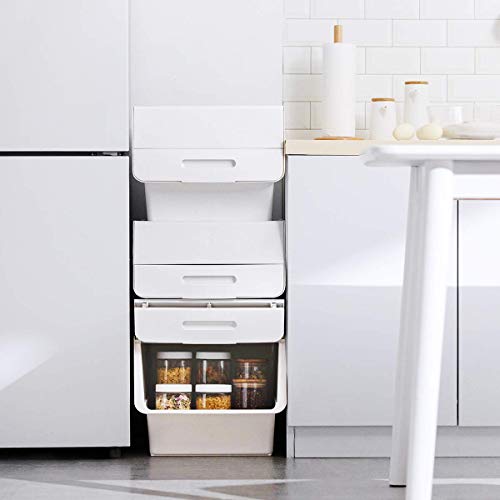 UTHING Plastic Stackable Storage Bins with Lids,Pack of 3, 34L,Multi