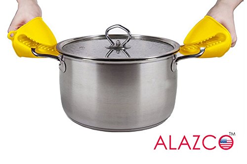 image for ALAZCO Yellow Mini Oven Mitts 1 Pair (2pcs), Heat Resistant Pinch Mitt