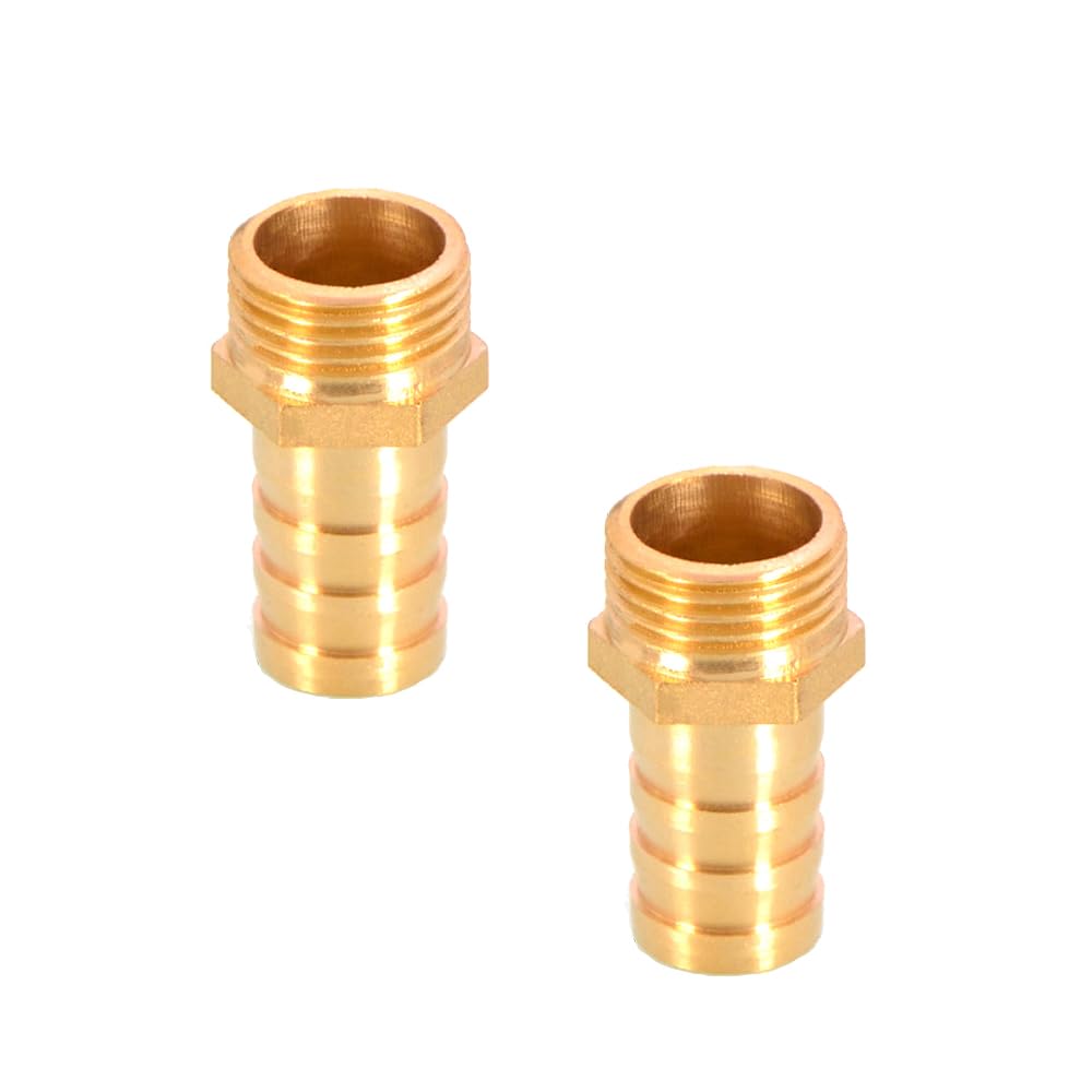 TopHomer 2Pcs BSP Hose Connector Brass Pipe Fitting 16mm Barb x G1/2 Male, Hose Barb Tail Male BSP Thread Connector Joint Copper Coupler Adapter