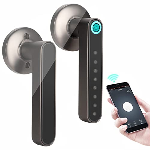 Fingerprint Door Lock, Smart Touchscreen Door Lock, Biometric Keyless Entry Bluetooth APP Control Door Lock, Home Security Password Door Lock with Handle for Home Office Apartment Bedroom, Black