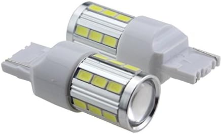 100lighting Super Bright 5730 Samsung Chip 3W+18 LED 7440 T20 W21W W3X16D ECE LED Bulbs with Projector White (Pack of 2)