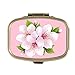 Custom Fashion Rectangular Pill Box Tablet Holder Wallet Organizer Pocket Case (Vintage Flower White Blossoming Sakura)