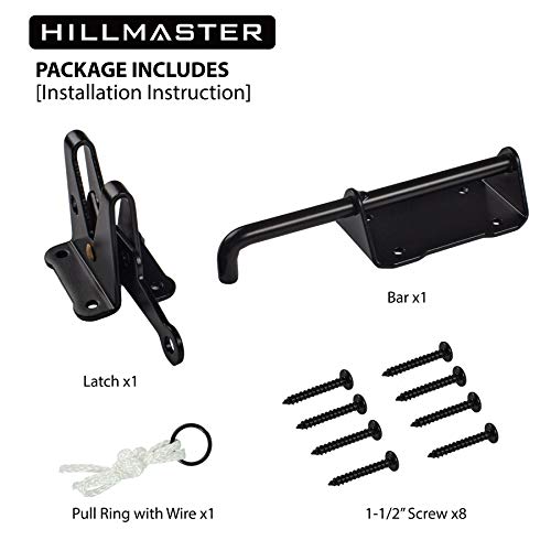 HILLMASTER Heavy Duty Automatic Gate Latch for Wooden Fences with Pull