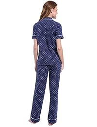 Juego de pijama para dama, de algodón, manga corta