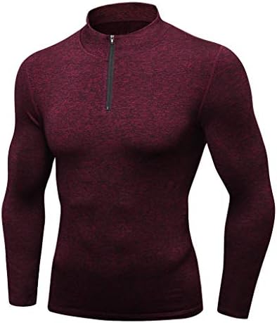 Sharemen Men's Middle Collar 3/4 Zipper Casual Sports Comfortable Running Fitness Shirt