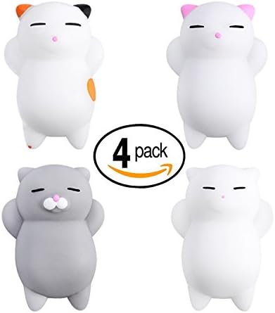 Ahonest Squishies Cat Squishy Toys Squishy Cat Stress Reliever Toy Kawaii Squishies Mini Mochi Squishy Cat-4pcs Set