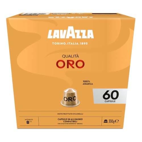 Qualità Oro, 60 Cápsulas de Aluminio Compatibles con Máquinas Nespresso, con Notas Afrutadas y Florales, 100% Arábica, Intensidad 8/13, Tueste Ligero