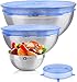MONKA Stainless Steel Mixing Bowls With Sretch Silicon Lids (Set of 3). 100% Airtight Lids, For Healthy Meal, Nesting and Stackable