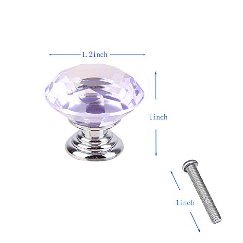 Mosong 10pcs 30mm Glass Clear Cabinet Knob Drawer Pull Handle Kitchen Door Wardrobe Hardware Used for Cabinet, Drawer, Chest, Bin, Dresser, Cupboard, Etc (Purple) - Thumbnail 4