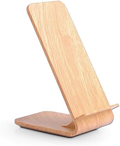 Fast Wireless Charger iPhone X,Dinhey Wireless Charging Station Wood Grain for iPhone 8 iPhone 8 Plus Wireless Charging Stand for Galaxy Note 8 S8 S8 Plus S7 S7 Edge S6 Edge Plus Note 5-NO AC Adapter