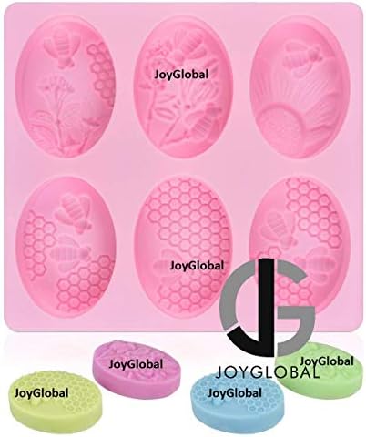 JoyGlobal Silicone 6 Cavity Oval Honeybee Honeycomb Shape Soap Mould (Output Weight Approx: 80-85 Grams)