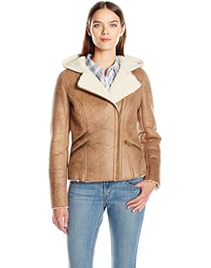 Women's Faux Shearling Assymetrical Sherpa Lined Hoody