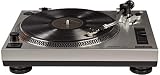 Crosley C100 Belt-Drive Turntable with S-Shaped Tone Arm with Adjustable Counterweight, Silver