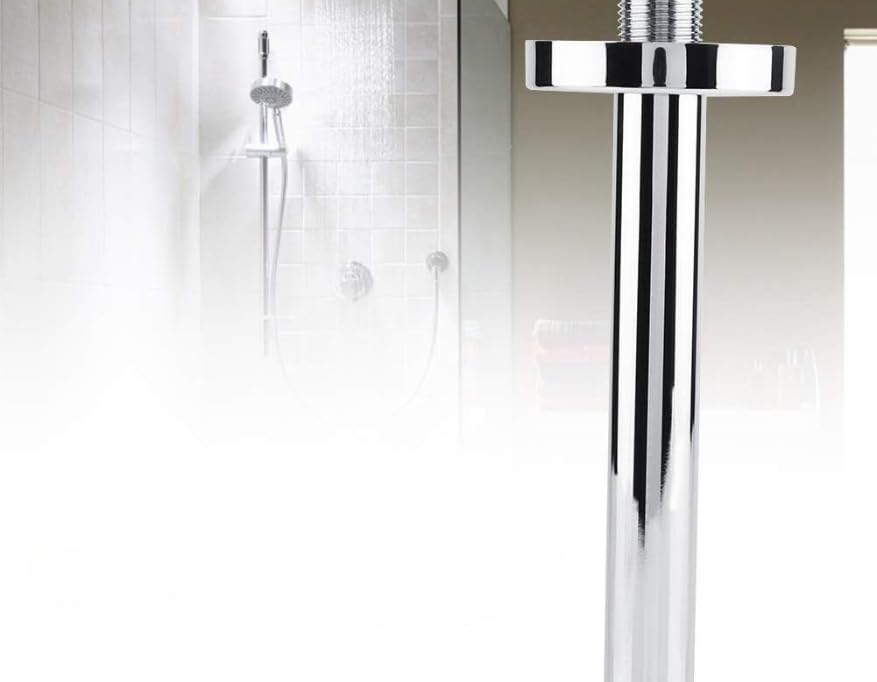 Jadeshay Shower Arm, Universal Shower Head Arm Shower Extension Arms Pipe with Flange, Round Top Shower Arm Pipe Wall Mount, for Bathroom Ceiling Fixed Shower Head Accessories (30 cm/11.81 in)