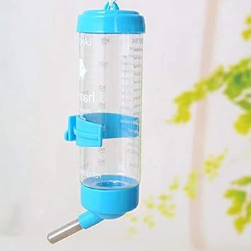 Western Era Cage Hanging Water Bottle, Dispenser Feeder, No Drip, Leak Proof, Fit for Hamster, Guinea Pig, Rabbit, Dog (Blue)