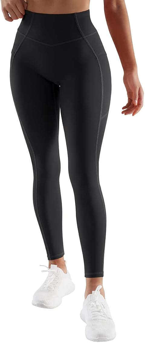SUUKSESS Women Contour High Waisted Leggings with Pockets No Front Seam  Workout Yoga Pants (Black, L) at Amazon Women's Clothing store