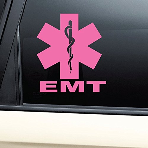 EMT Medical Emblem Vinyl Decal Laptop Car Truck Bumper Window Sticker - Pink
