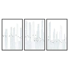 signwin 3 Piece Framed Canvas Wall Birds and...