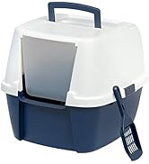 IRIS Jumbo Hooded Litter Box with Scoop, Navy