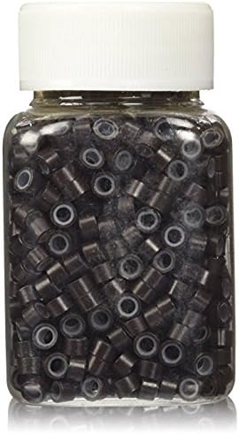 1000 Silicone Micro Link Rings 5mm Lined Beads for Hair Extensions Tool (#DARK BROWN)