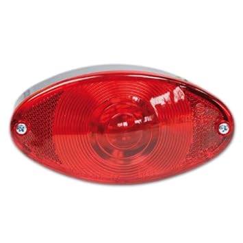 Motorrad Rücklicht Cat-Eye, verchromtes Gehäuse, ohne Halter, E-geprüft