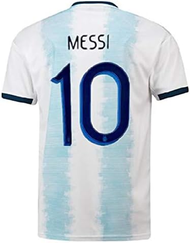 Feng 2019-2020 Argentina National Messi 10 Home Men‘s Soccer Jersey Color Blue/White