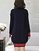 D.B.M Women's Casual Loose Contrast Stripe Long Sleeve Pocket Knit Cardigan (One Size, Navy)