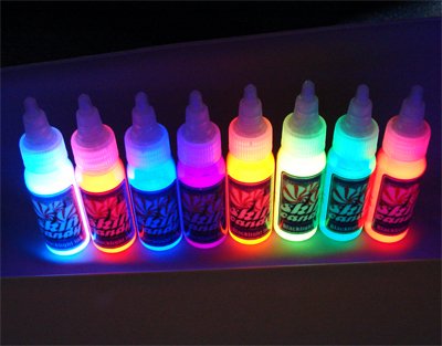 Skin candy 8 color uv black light tattoo ink set