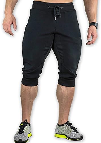 KaiDi Men's Casual Elastic Waist Harem Training Jogger Sport Short Capri Pants
