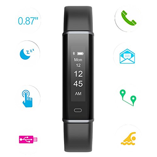 Smart Wristband Fitness Tracker Smart Band Cell Phone Accessories Smartwatches Pedometer Sleep Detection (Black)