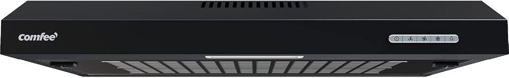 COMFEE' 60 cm Visor Cooker Hood Black KWH-SLIF17B-60 200m3/h 3 Speeds