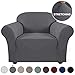 Turquoize Stretch Sofa Slipcover Chair Slipcover 1 Piece Chair Covers for Living Room Armchair Covers Slipcovers with Jacquard Fabric and Elastic Bottom Pet Furniture Protector (Armchair, Grey)