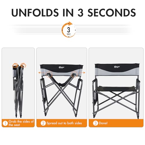 PORTAL Extra Wide Camping Adults XXL Folding Chair with Side Table for