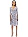 PattyBoutik Women Faux Wrap A Line Dress (Indigo and White Small)