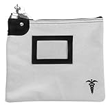 Medication Bag Heavy Canvas Standard Keyed Lock with Card Holder White
