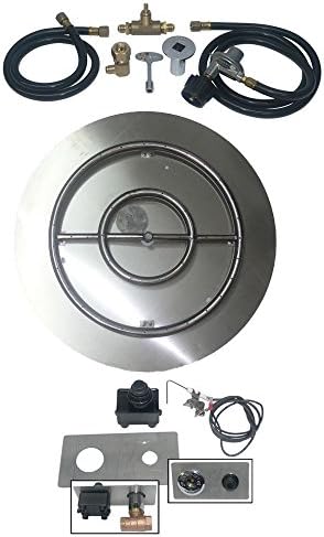 Dreffco (The Original 30" Stainless Steel Burner Pan with 24" Stainless Steel Ring and Complete Spark Ignition Fire Pit Kit for 20 lb Portable LP Tanks