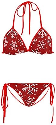 Women's Christmas Snow Flake Two Pieces Bikini Sets Swimwear Swimsuit