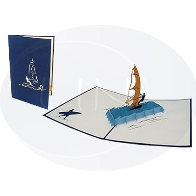 LIN Biglietto D'Auguri Pop-Up 3D – Windsurf (Mod.108) – Con Scomparto Per Soldi/Buono Regalo