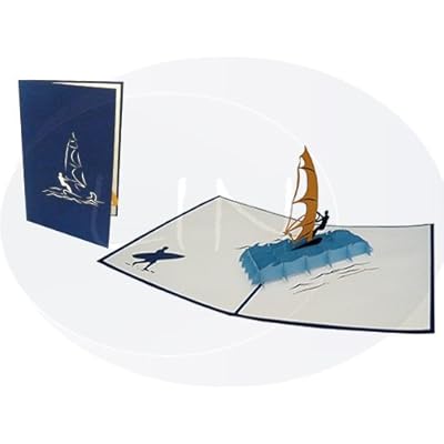 LIN Biglietto D'Auguri Pop-Up 3D – Windsurf (Mod.108) – Con Scomparto Per Soldi/Buono Regalo