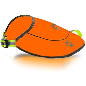 Dog Safety Reflective Vest -Hunting Waterproof Yellow Vest for Best Visibility at Day and Night with Claps, Connectors Comfortable Adjustable Size, XS S M L XL XXL Orange Color (M, Orange)