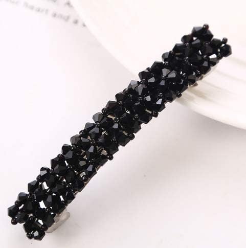 Black Rhinestone Metal Hair Clips and Barrettes - Handmade Headwear Styling Accessories for Women and Girls