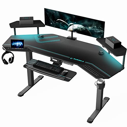 EUREKA ERGONOMIC Gaming Desk, Standing Desk Keyboard Tray, Wing Shaped ...