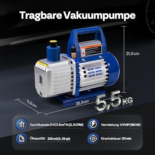 VIVOHOME Vacuum Pump 3.5CFM Single-Stage Vacuum Pump Single Stage Air Conditioning Vacuum Pump Set with Oil Bottle, Quiet Durable Low Maintenance for HVAC Car Cooling System