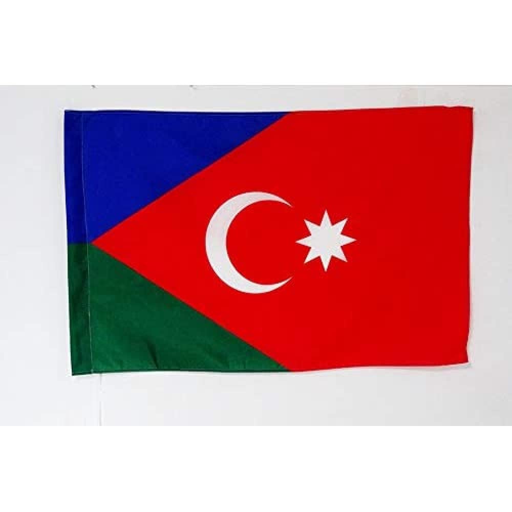 AZ FLAG - Azerbaijani Turks Flag - 2x3 Ft - Azeris Banner with Sleeve - 100% Polyester - Fade Resistant - Vivid Colors - 2' x 3' Feet - 90x60 Cm