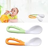 Amrka Baby Spoons Self feeding, Infant Safe Spoon Solid Pacifier Bending Spoon Curved Flatware, Pack of 2 Pcs