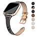 SWEES Genuine Leather Bands Compatible with Fitbit Versa, Slim Thin Replacement Strap for Women (5.5