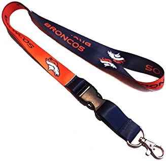 Denver Broncos Lanyard Keychain Badge ID Holder for Women and Mens Apparel - NFL TWO-Tone Breakaway Team Lanyard Keychain ID Badge Holder Necklace