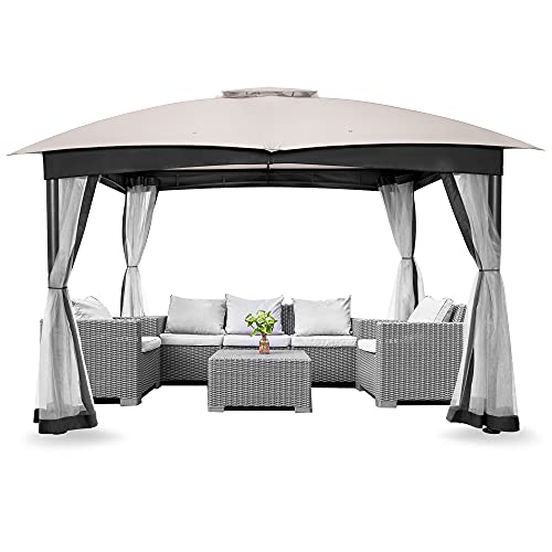 FAB BASED 10x12 Gazebo for Patio, Double Vent Canopy Gazebo with