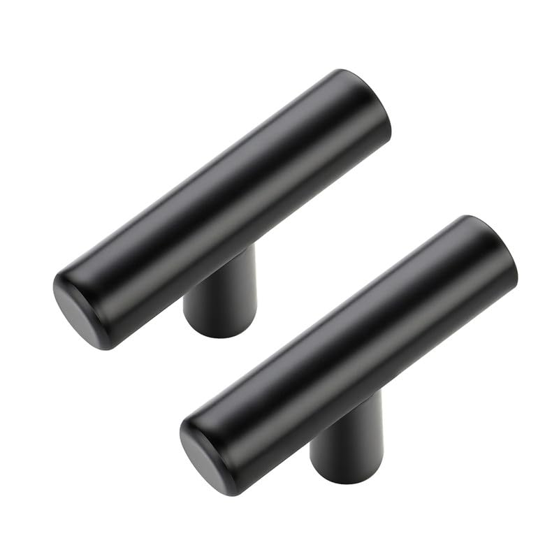 Ravinte 25 Pack Kitchen Cupboard Handles Black Cupboard Handles 50mm Overall Length T Bar Kitchen Handles Pulls for Cabinets and Drawers